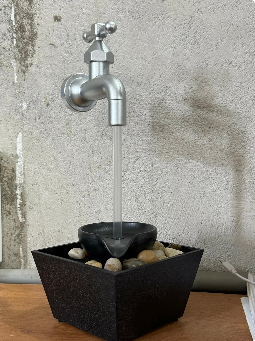 Modern Tap Style Tabletop Water
Fountain with Pebble Base